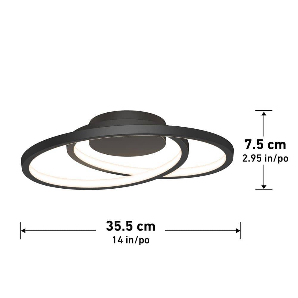 HTYSUPPLY Salto 15W LED Modern Swirl Flush Mount Ceiling Light Fixture, Matte Black - Ideal for Bedroom, Hallway, Kitchen - 700 Lumens, 2700-3300-4500 Kelvin, No Bulb Required