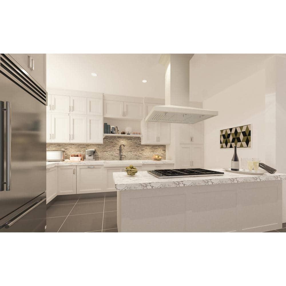 ZLINE 36 in. Wooden Island Mount Range Hood in White - Includes Motor
