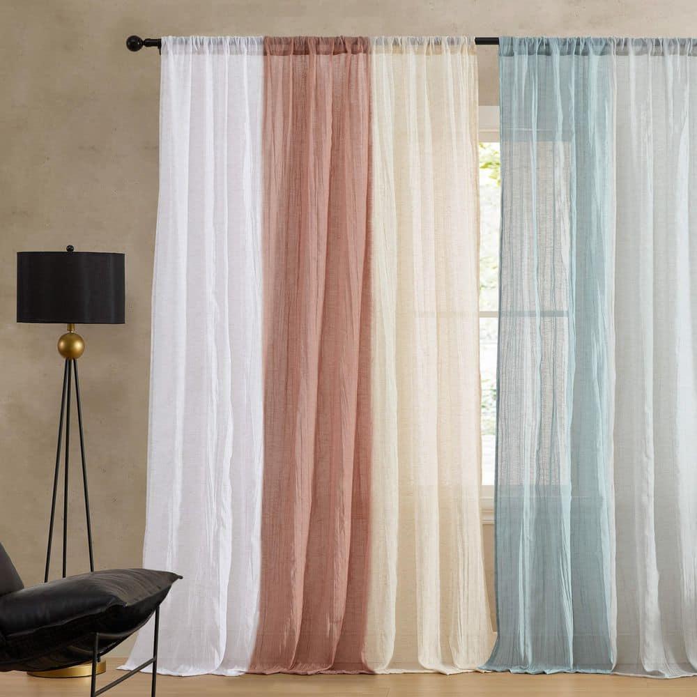 Solid Semi-Sheer Curtain Panels (Set of 2)