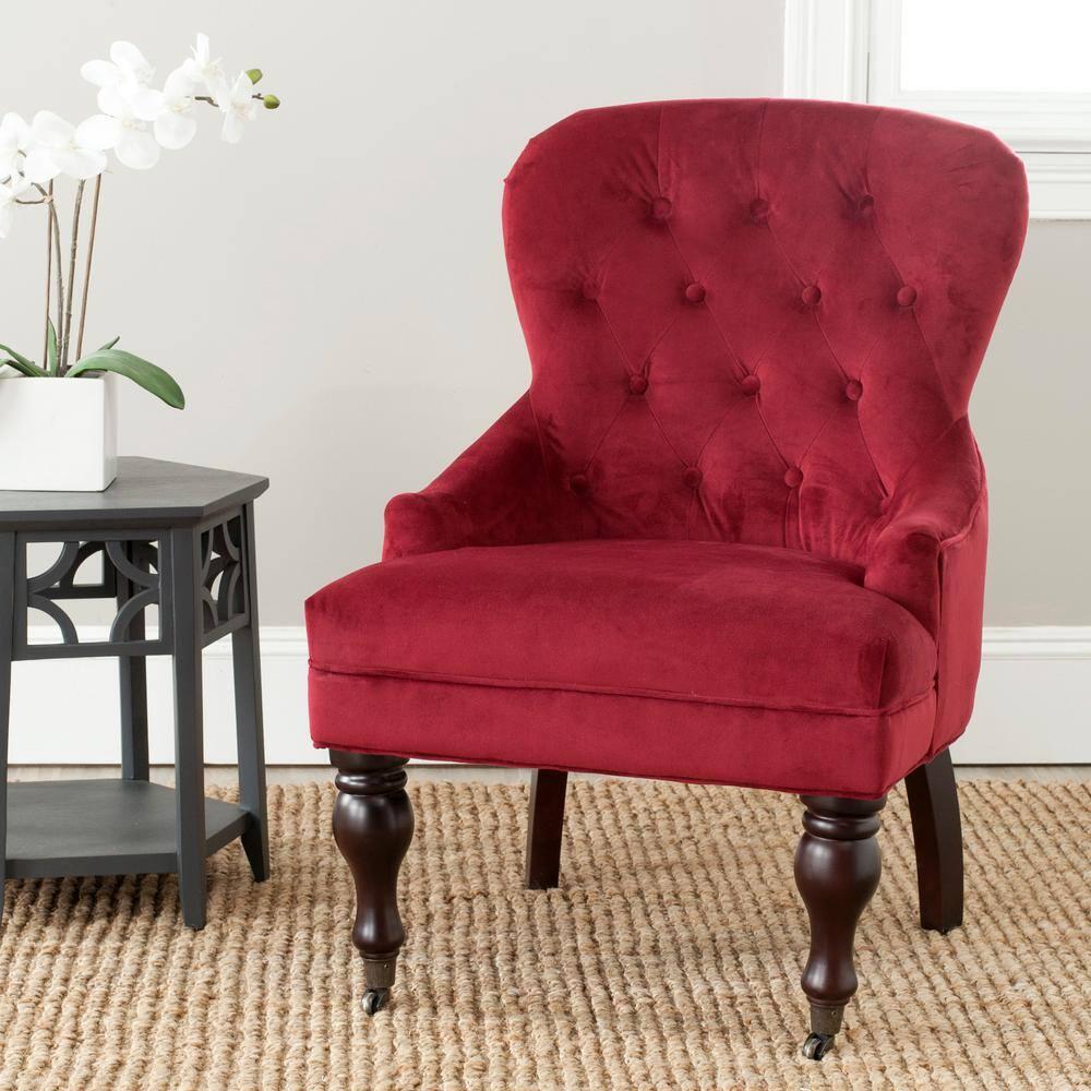 Falcon Arm Chair - MCR4544 - Red Velvet - Safavieh