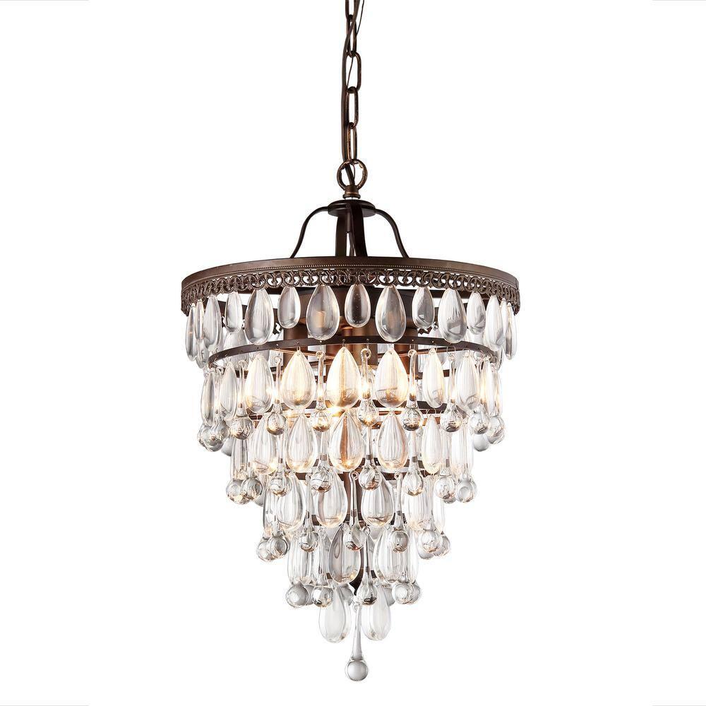 Warehouse of Tiffany Martinee Antique Bronze and Crystal Inverted Pyramid Chandelier