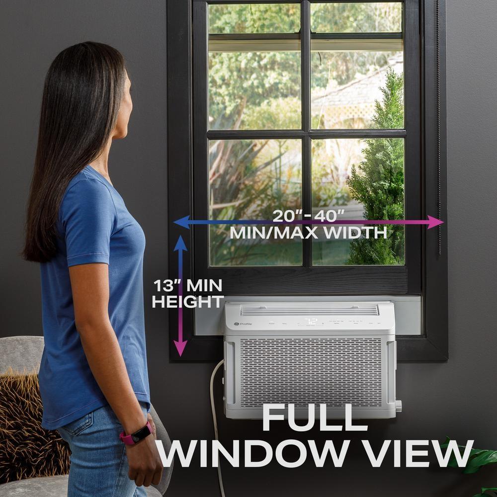 GE Profile ClearView 8300 BTU Smart Window Air Conditioner with Built-In Wi-Fi and Ultra-Quiet Operation for Medium Rooms (White)