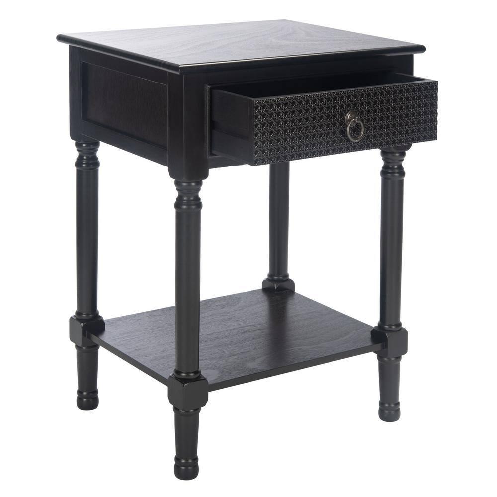 Haines 1 Drawer Accent Table - Black - Safavieh.