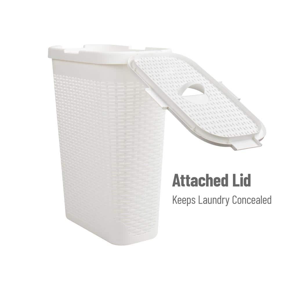 Mind Reader Mind Reader 40L Slim Laundry Hamper, Clothes Basket, Lid, Wicker Design, Plastic