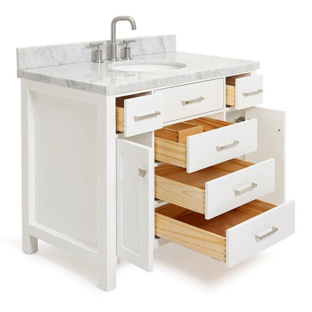 Ariel H036slcqrvo Bristol 36" Free Standing Single Basin Vanity Set - White