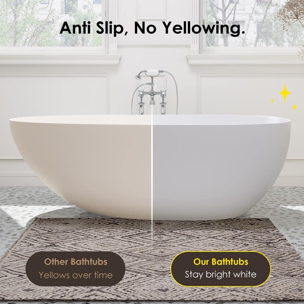 Giotto 59.1" x 30.7" Freestanding Soaking Stone Rein Bathtub