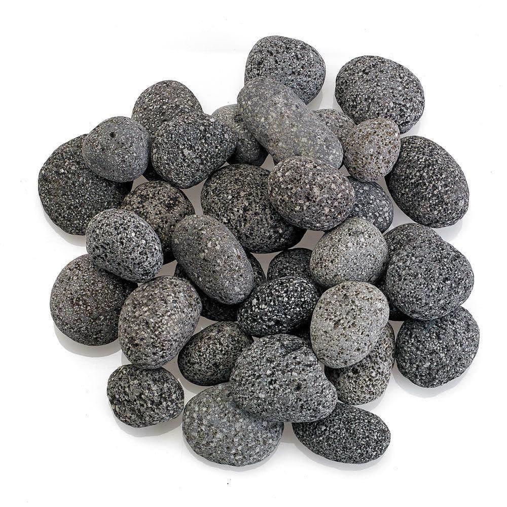Small Gray and Black Tumbled Lava Stones for Fire Pit, 20 lbs