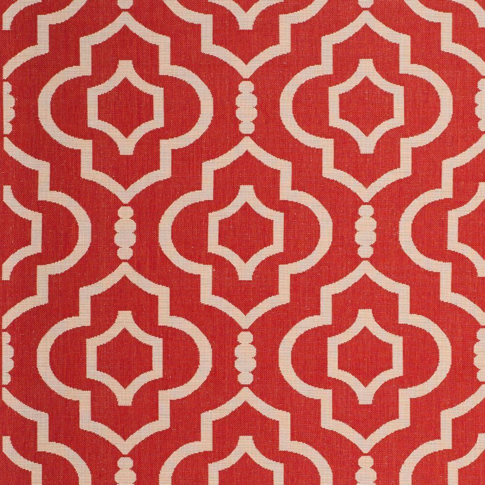 Courtyard CY6926 Power Loomed Indoor and Outdoor Area Rug - Red/Bone - 9'x12' - Safavieh