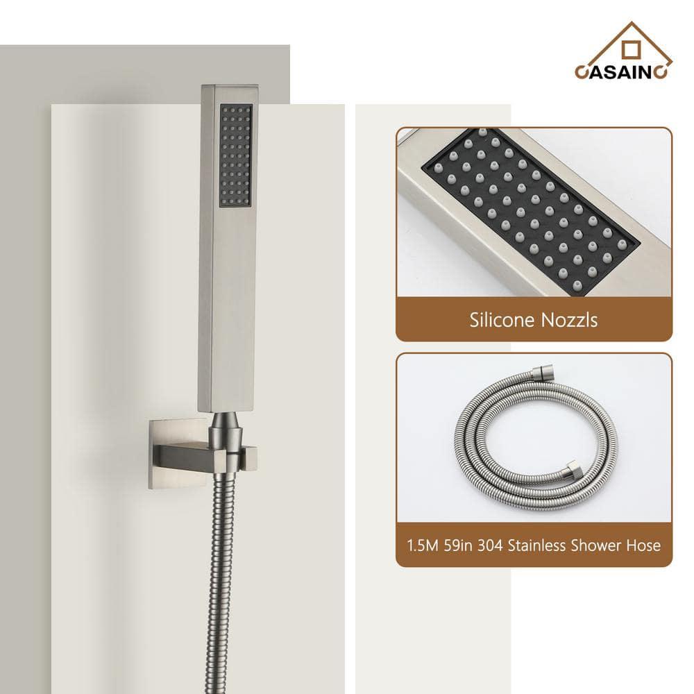 CASAINC LED Thermostatic Dual Shower Heads Ceiling Mount Fixed and Handheld Shower Head