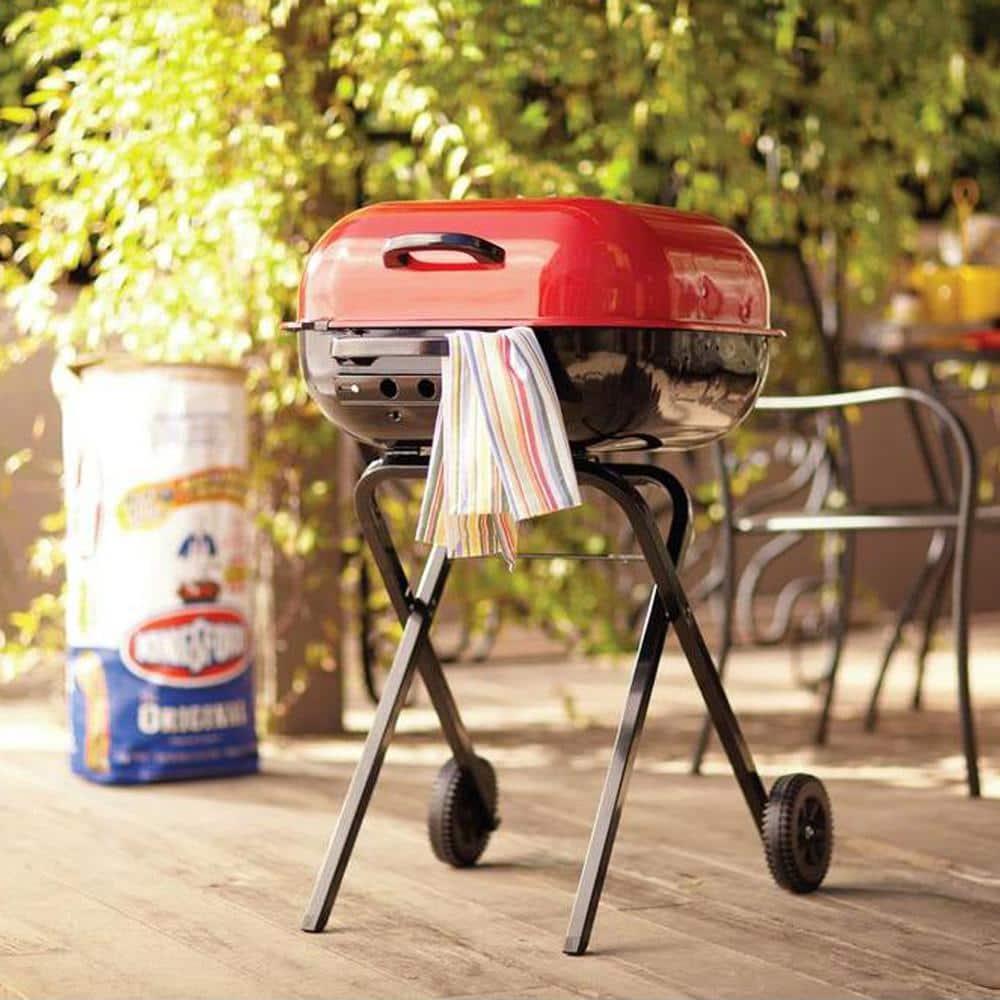 Americana Walk-A-Bout 100% Pre-Assembled Portable Steel Charcoal Grill in Red
