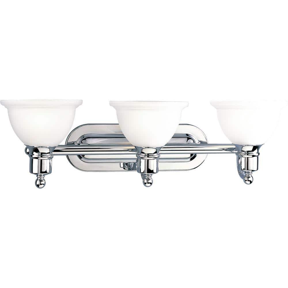 Progress Lighting Madison 3-Light Wall Bracket, Polished Chrome, White Etched Glass