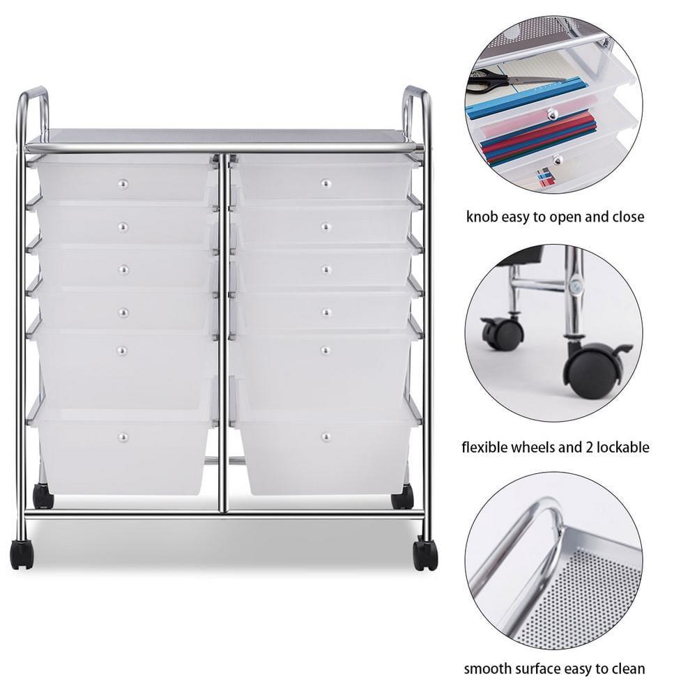 Canddidliike 12 Storage Drawer Organizer Bins Rolling Cart, Craft Storage, Multipurpose Organizer Cart for Home, Office, School