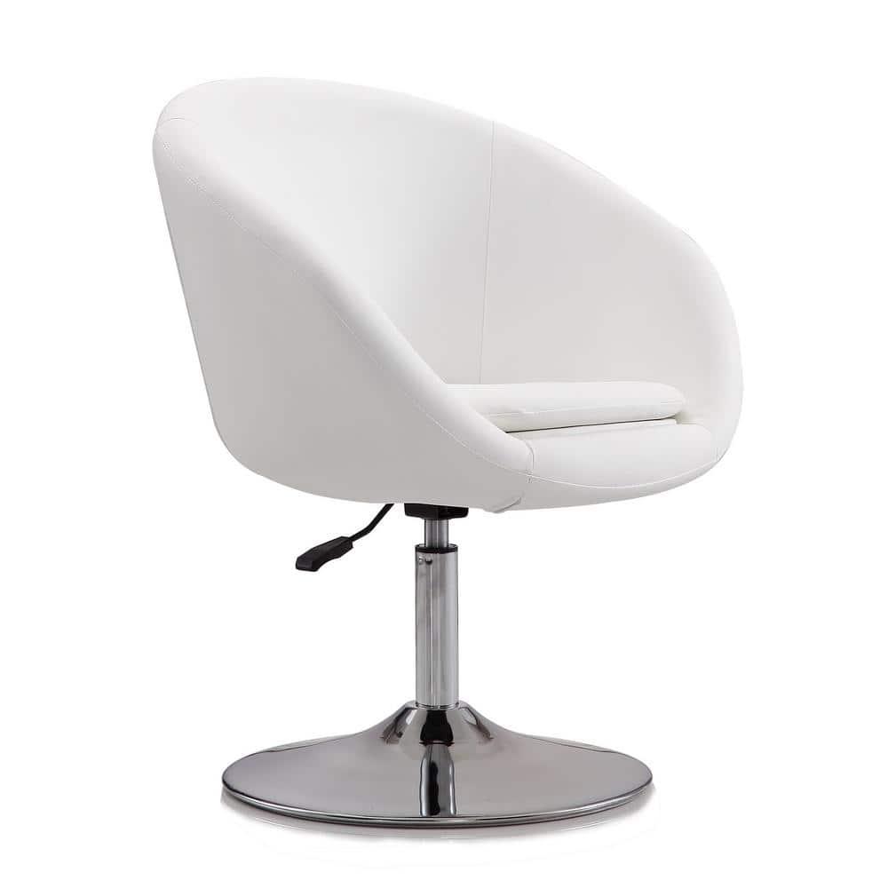 Faux Leather Swivel Barrel Chair