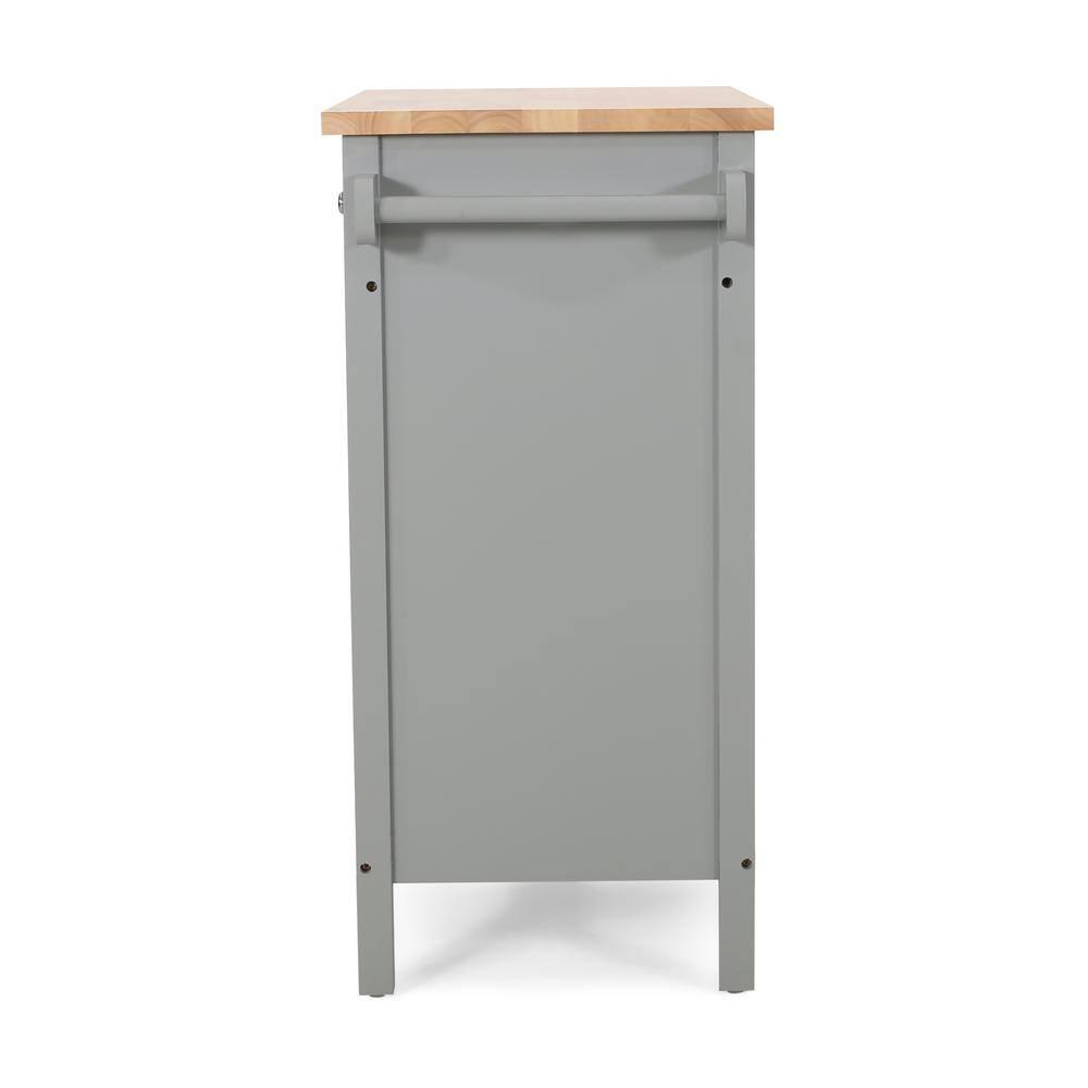 Noble House Rodrick Rubberwood Kitchen Cart, Gray, Natural