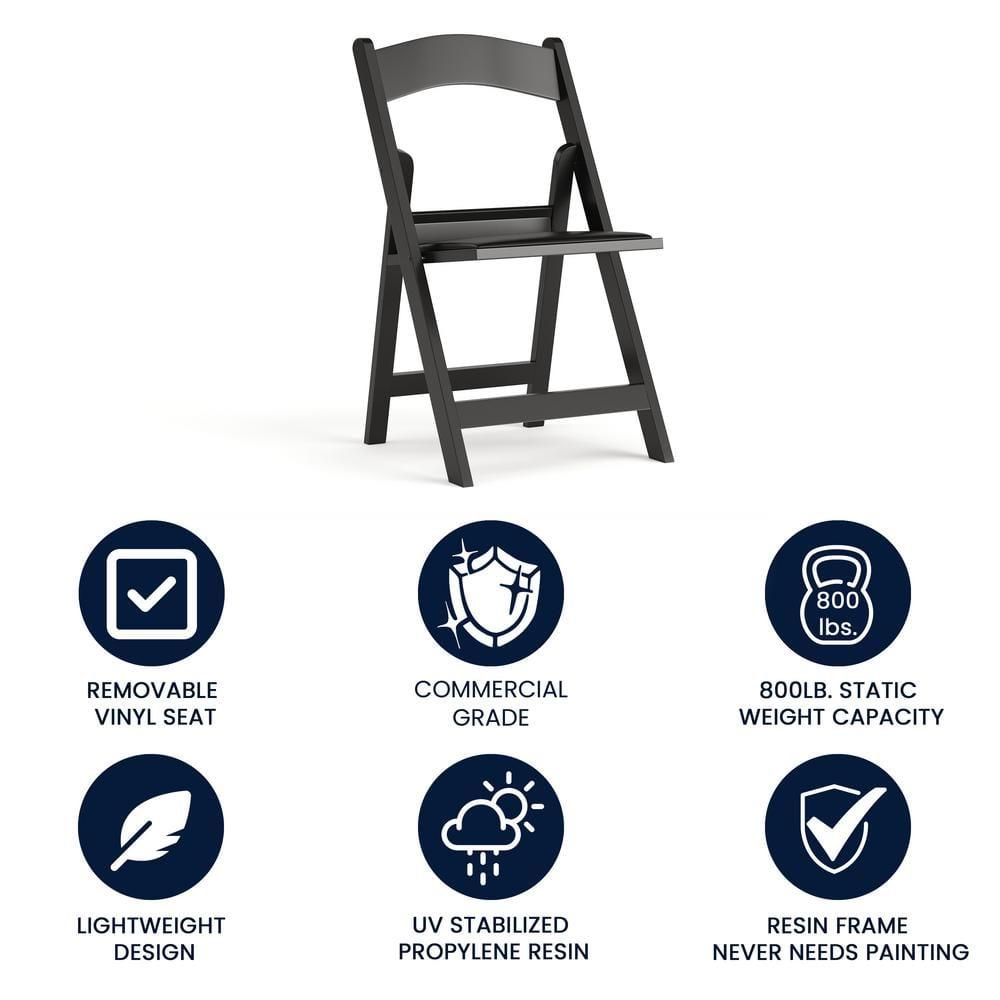 Flash Furniture Hercules Folding Chair - Black Resin – 800LB Weight Capacity Comfortable Event Chair - Light Weight Folding Chair