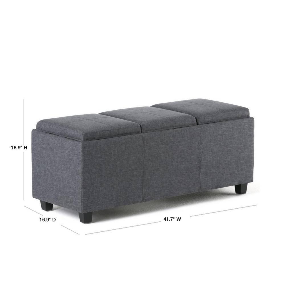 CAVINAS Linen Storage Ottoman Bench,Upholstered Ottoman with 3 Flip Over Serving Trays for Living Room,Bedroom,Slate Grey