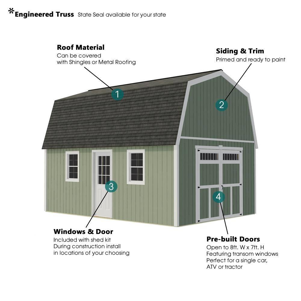 Best Barns Pinewood 14x16 Wood Storage Shed Kit