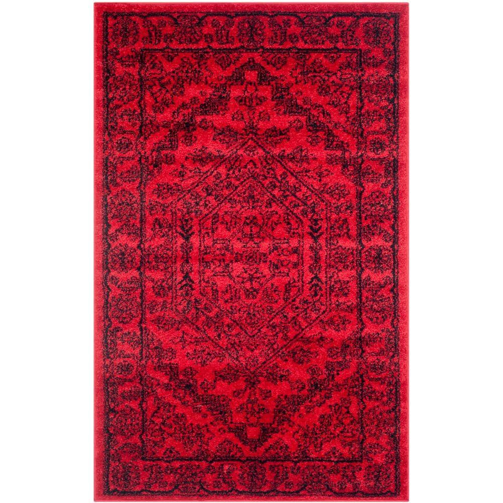 Adirondack ADR108 Machine Made Indoor Accent Rug - Red/Black - 3'x5' - Safavieh