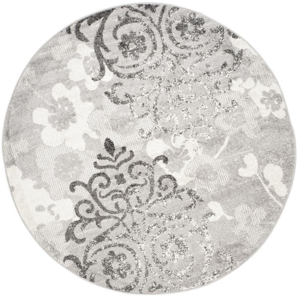 Adirondack ADR114 Machine Made Indoor Area Rug - Silver/Ivory - 10' Round - Safavieh