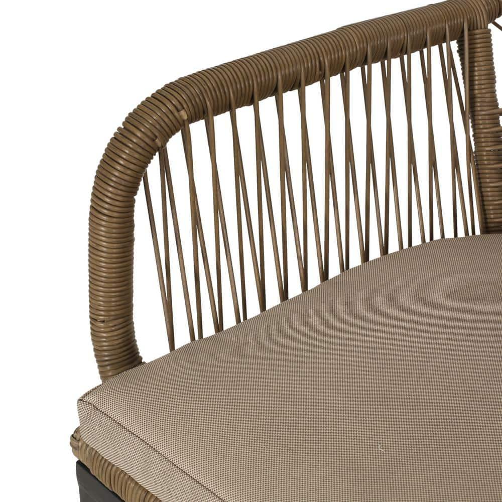 2pk Russel Outdoor Wicker Dining Chairs with Cushions Light Brown/Beige - Christopher Knight Home: Weather-Resistant Iron Frame