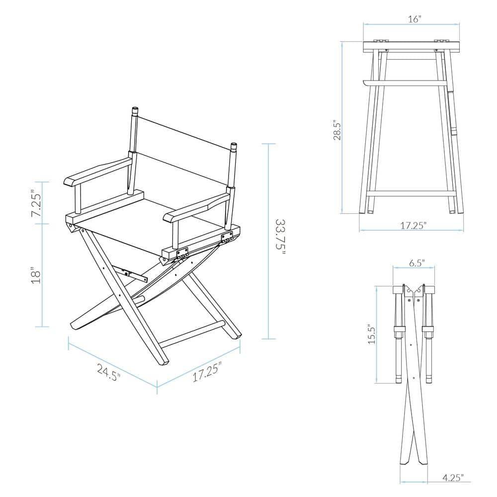 "Extra-Wide Premium 18" Directors Chair Mission Oak Frame W/Black Color Cover"