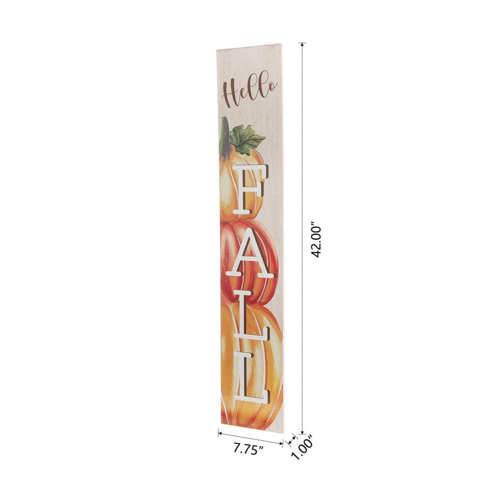 42" Orange and White Pumpkin 'Hello Fall' Thanksgiving Wall Sign