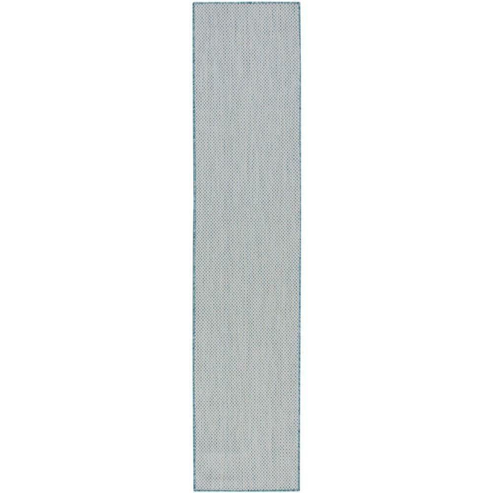 Nourison 2'2" x 8' Courtyard Modern Easy Care Flatweave Indoor Outdoor Runner Rug Ivory/Aqua