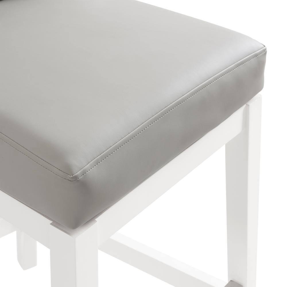 Alaterre Ellie 19" Wide Solid Rubber Wood Frame Linen Fabric Counter Height Swivel Stool With Back