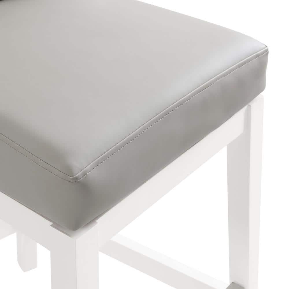 Alaterre Ellie 19" Wide Solid Rubber Wood Frame Linen Fabric Counter Height Swivel Stool With Back
