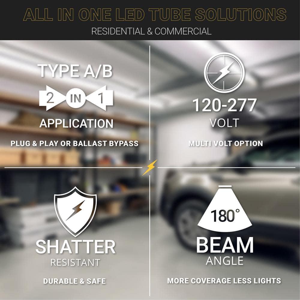 NuWatt 4FT Frosted Shatter Resistant LED Tube Light Bulbs, 30 Pack