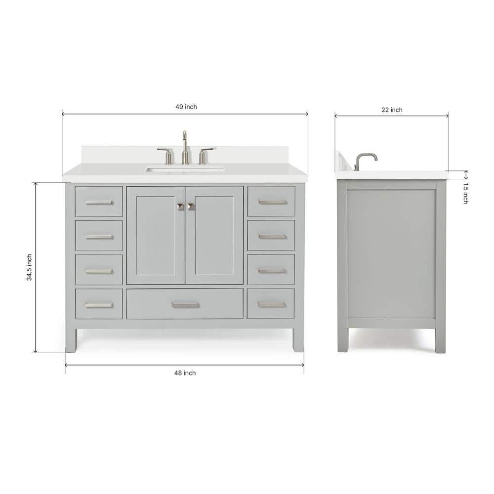 Ariel A049swqrvo Cambridge 49" Free Standing Single Basin Vanity Set - Grey