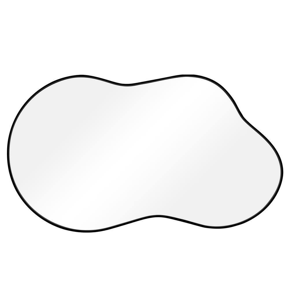 Funtouch Irregular Wall Mirrors 24"x 36" Cloud Shaped Mirrors for Bathroom, Aluminum Alloy Frame Black