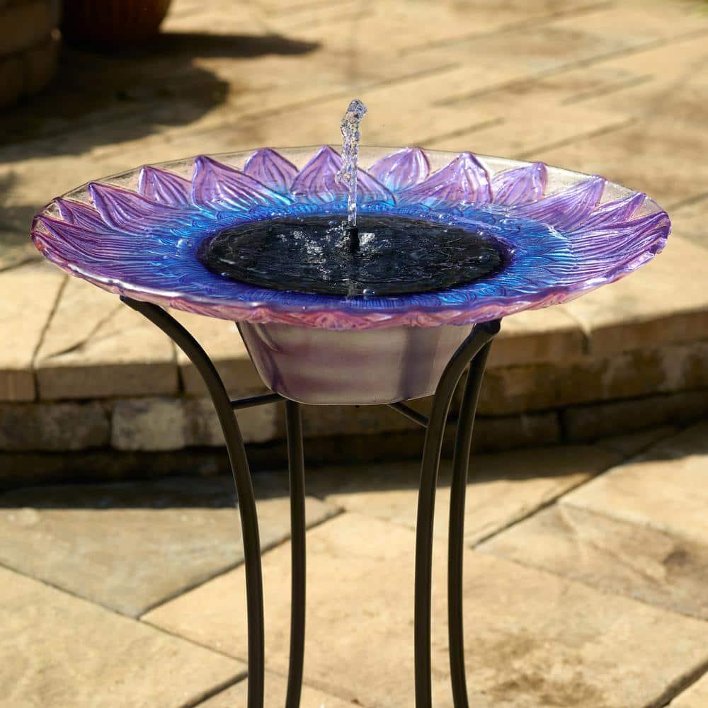 Smart Solar 25.2" Bell Flower Solar Bird Bath