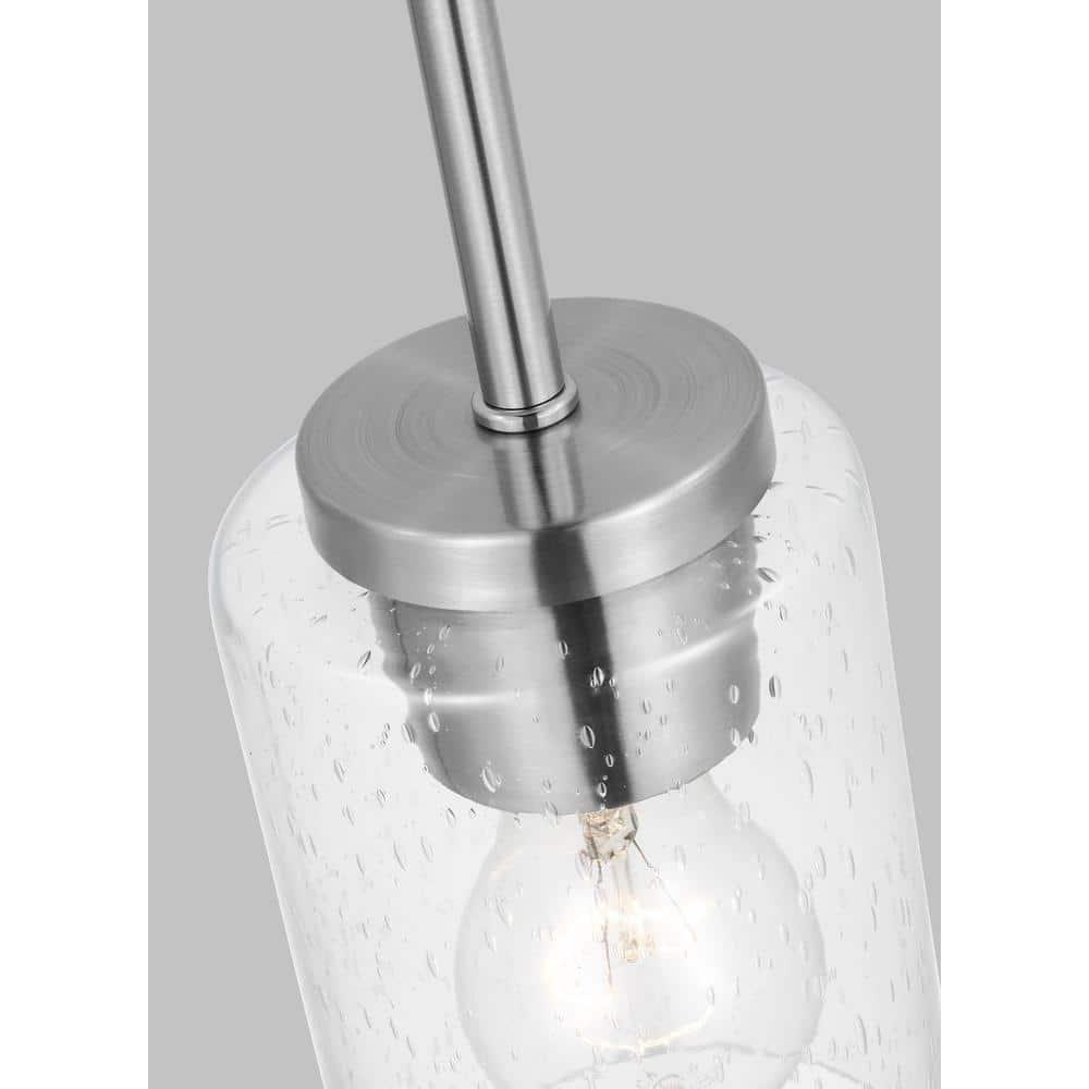 Oslo Brushed Nickel Mini Pendant with Clear Seeded Glass
