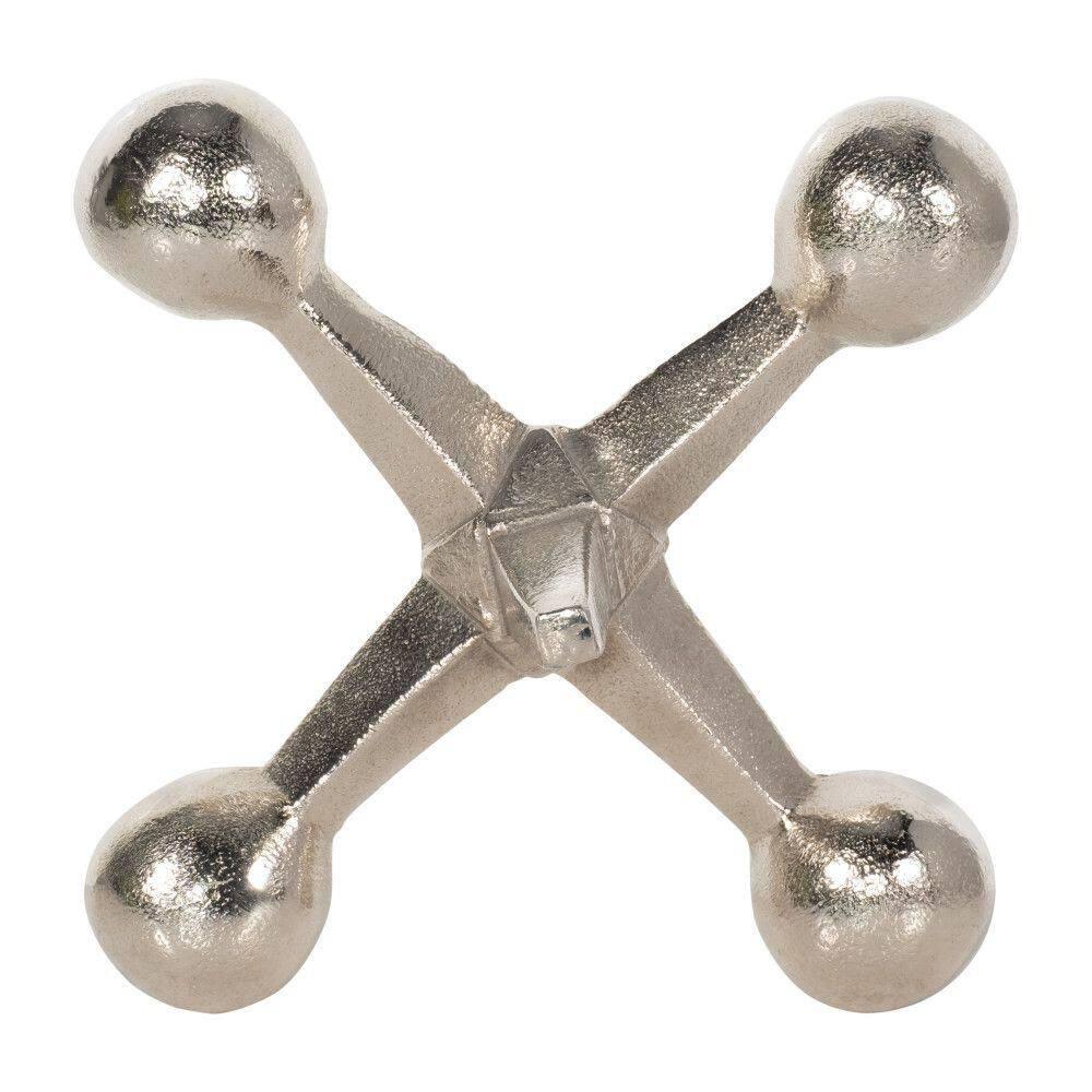 Sagebrook Home Creative Metal Jacks Sculpture for Room, Bedroom or Office Decor, Aluminum, Silver 7 L x 5 W x 5 H Inches