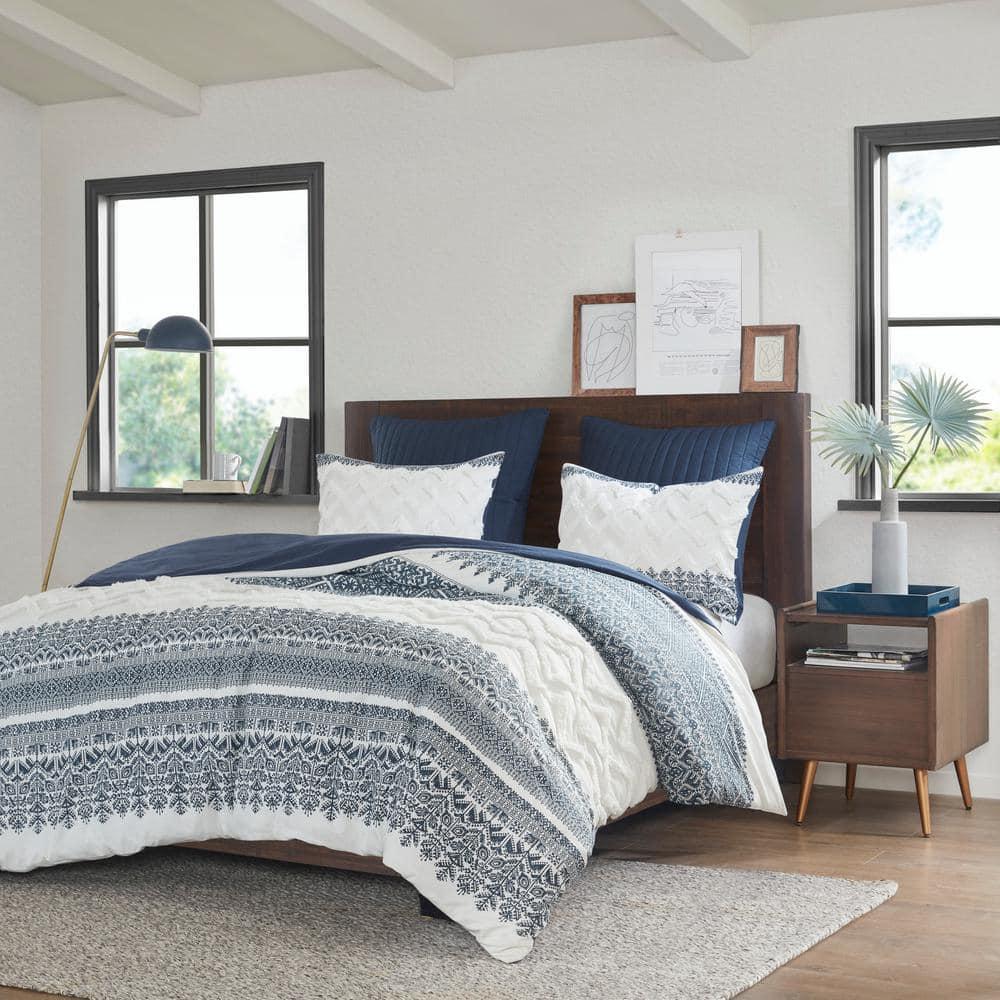 INK+IVY Mila Cotton Duvet Cover Set with Chenille Tufting