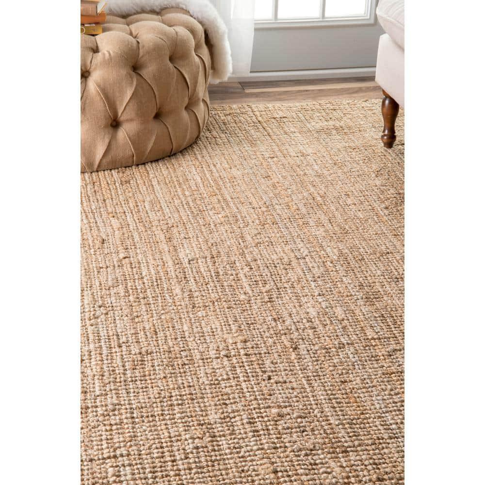 nuLOOM Ashli Solid Farmhouse Jute Area Rug, Runner 2' 6" x 8', Natural