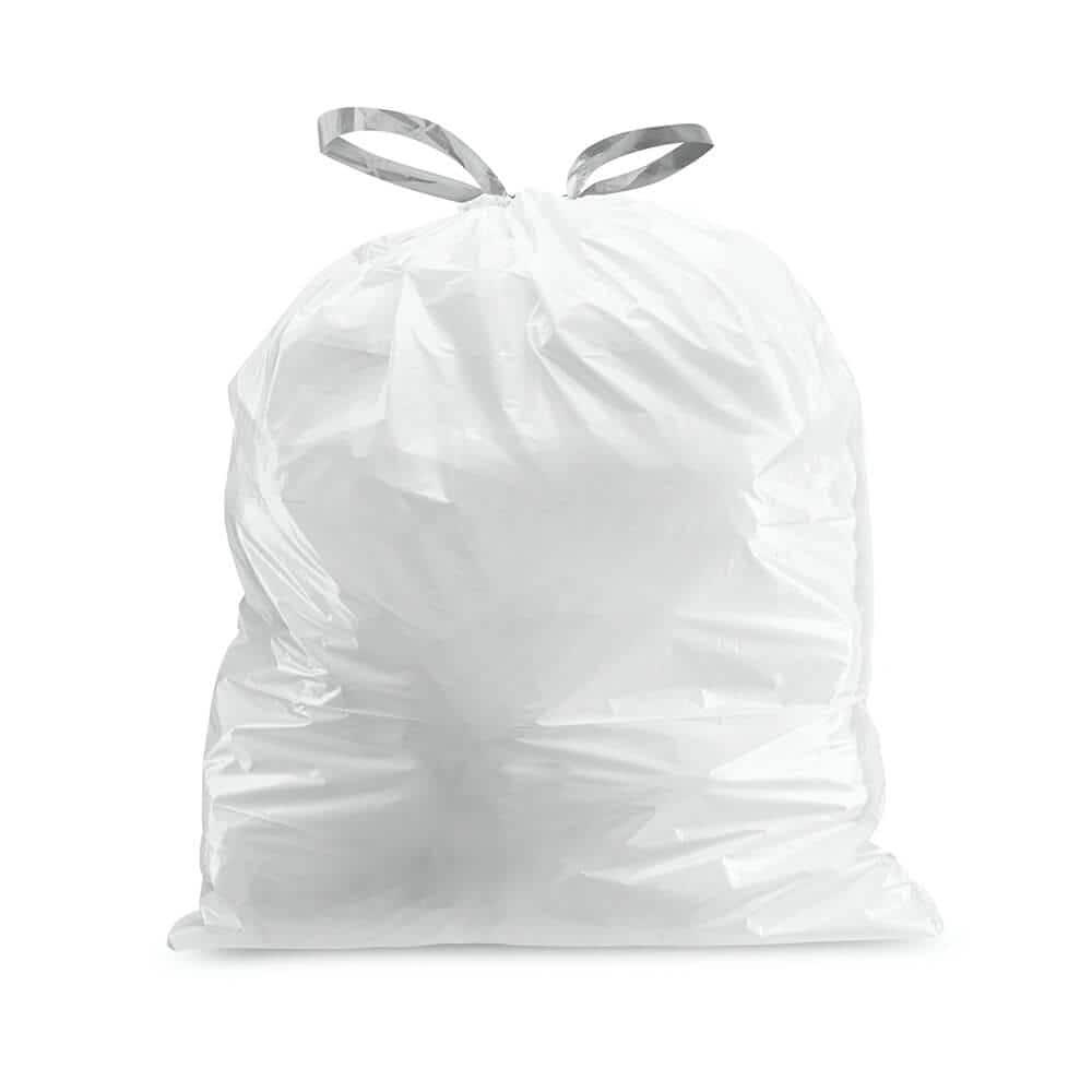 Plasticplace White Trash Bags Compatible with simplehuman Code E (100 Count) 5.2 Gallon / 20 Liter 18.75" x 20