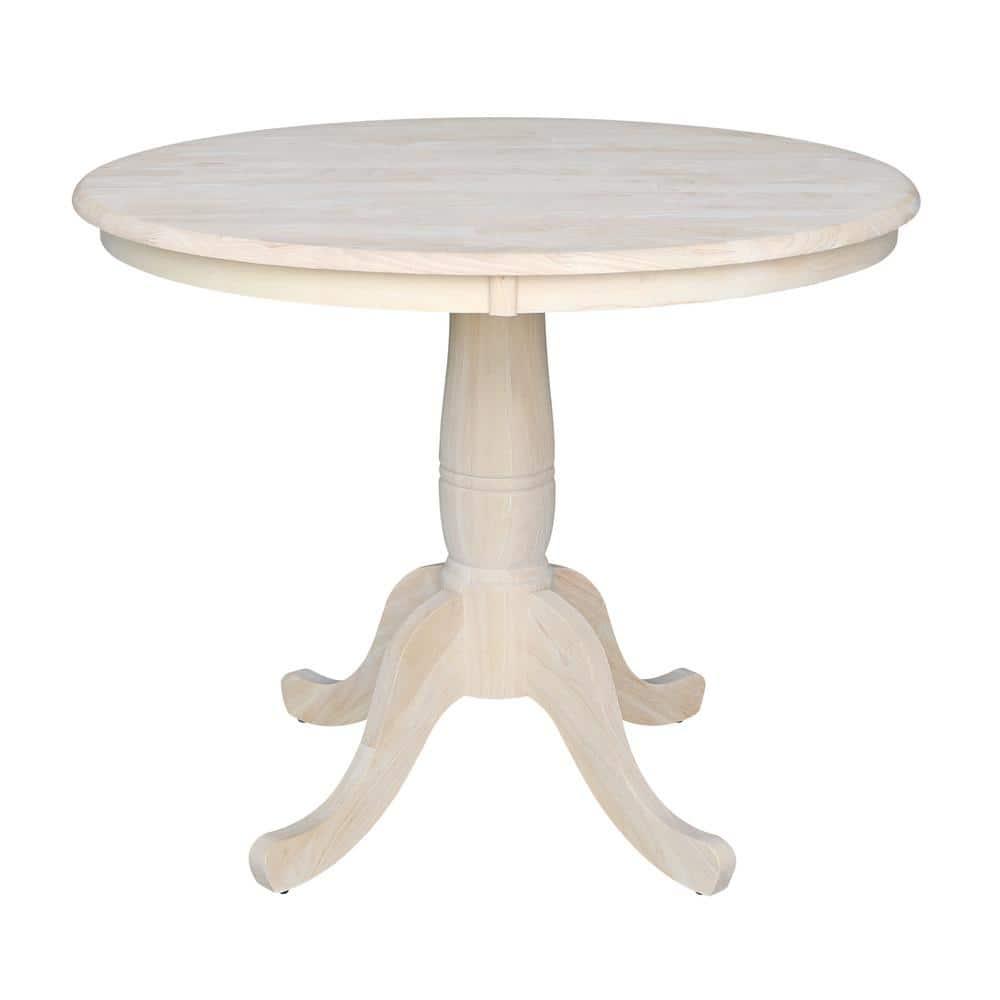 36" Round Top Pedestal Dining Table Unfinished - International Concepts