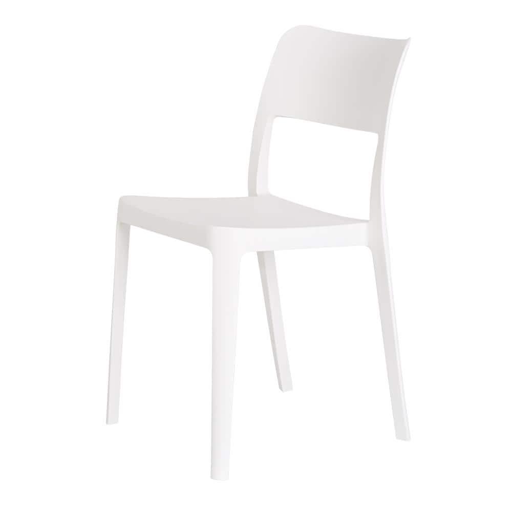 2pk La Vie Stackable Patio Armless Chairs White - Lagoon: Resin Outdoor Furniture, Mold & UV Resistant