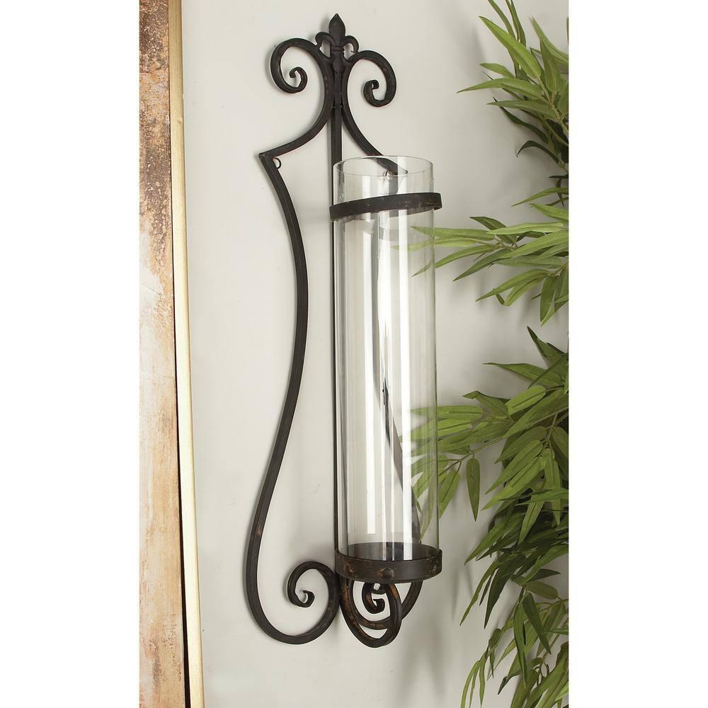 DecMode Black Metal Wall Sconce