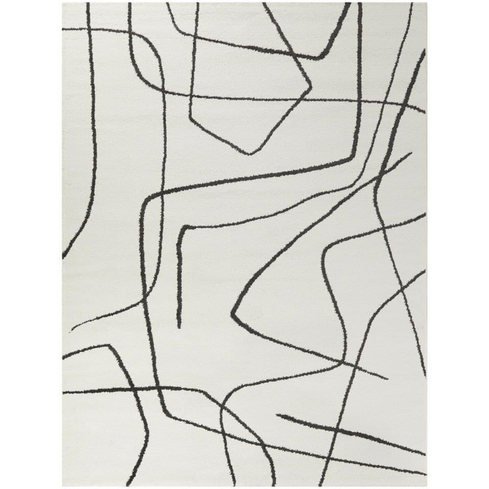 Descartes Abstract Modern Area Rug Charcoal 8'9" x 12' 9' x 12' Ivory