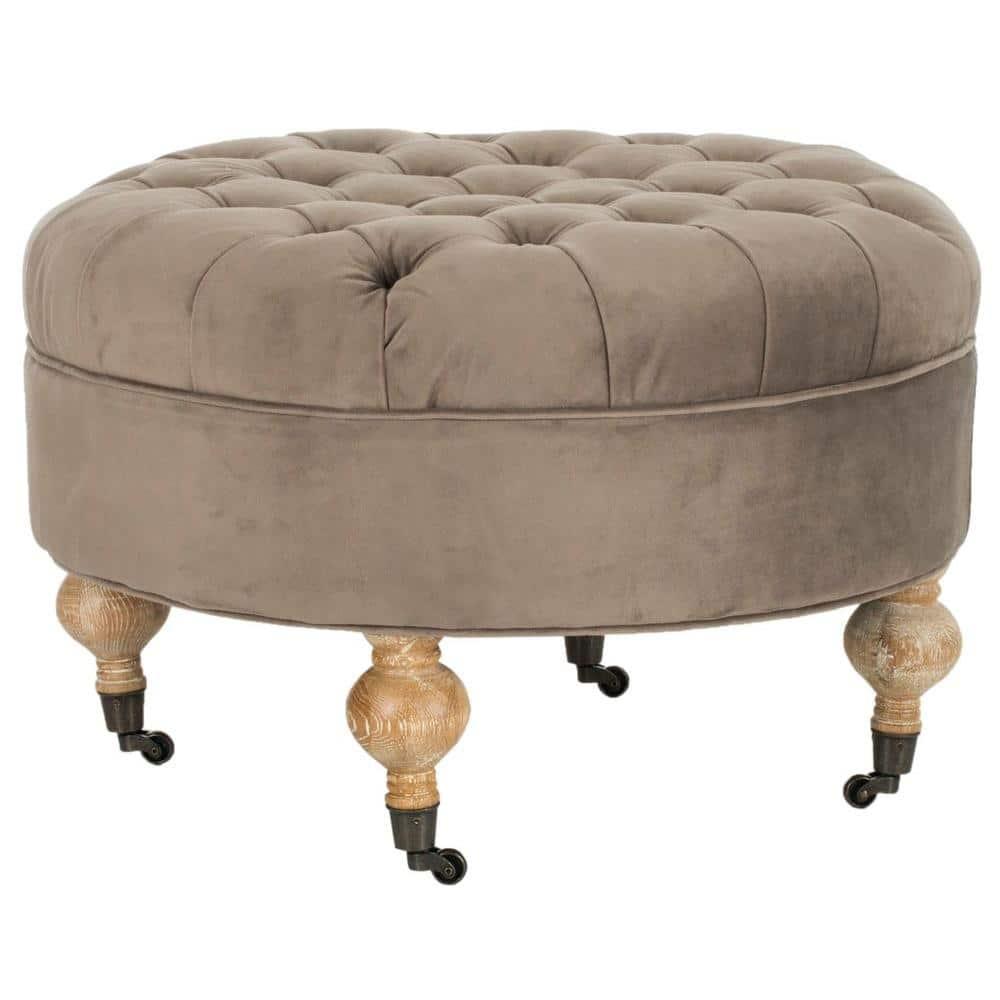 Clara Round Ottoman - MCR4601 - Mushroom - Safavieh