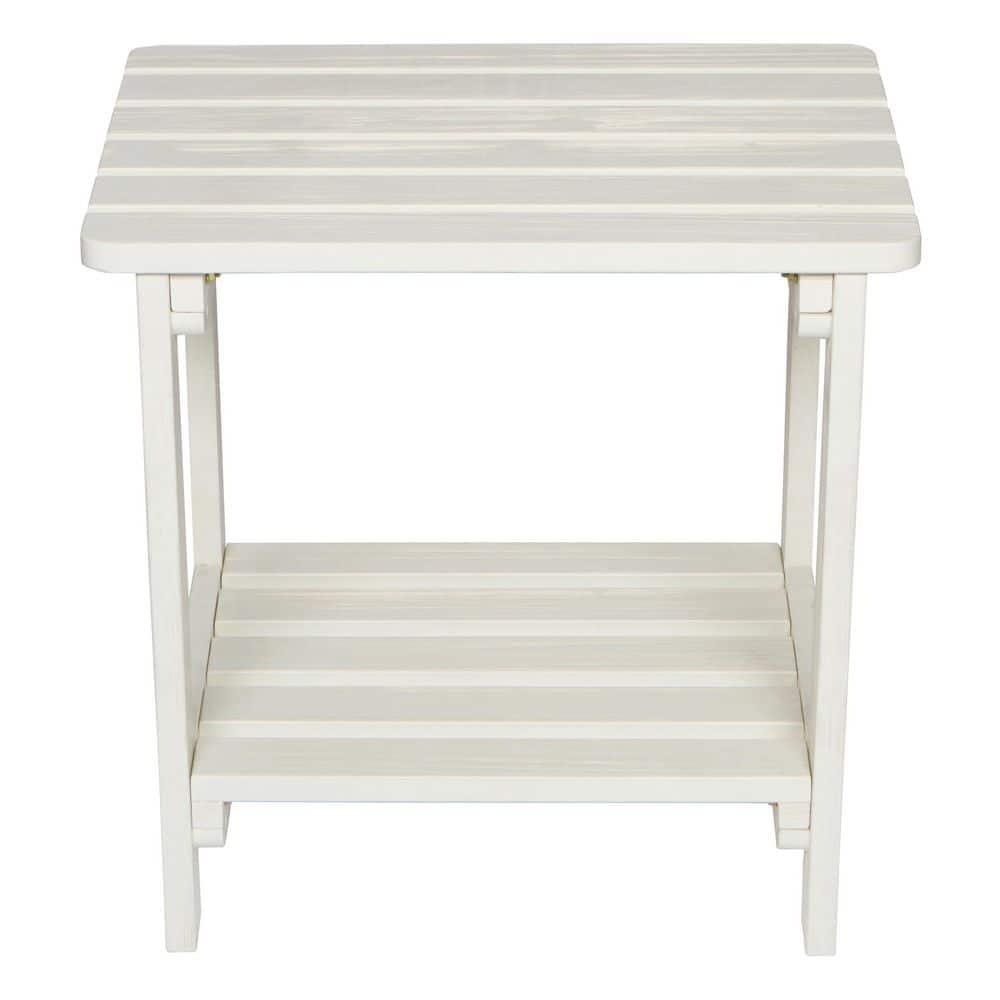 Shine Company Rectangular Traditional Wooden Indoor/Outdoor Side Table in White