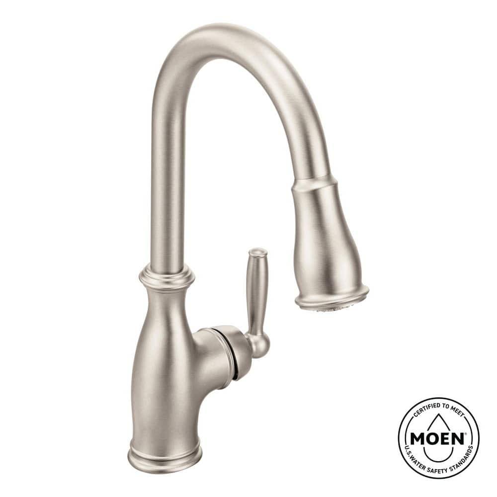 Brantford Pull Out Single Handle Kitchen Faucet with PowerBoost and Reflex