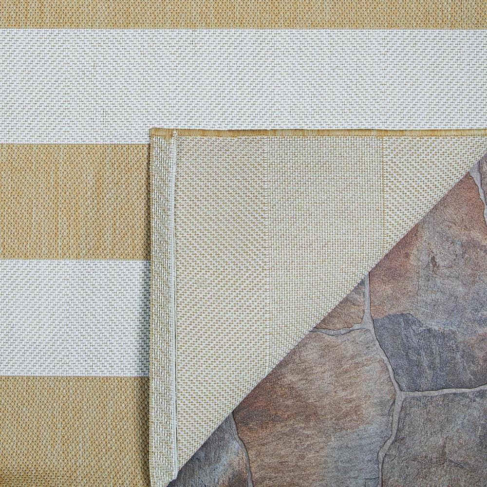 Couristan Afuera Yacht Club 2' x 3'7" Butterscotch and Ivory Stripe Outdoor Rectangle Rug