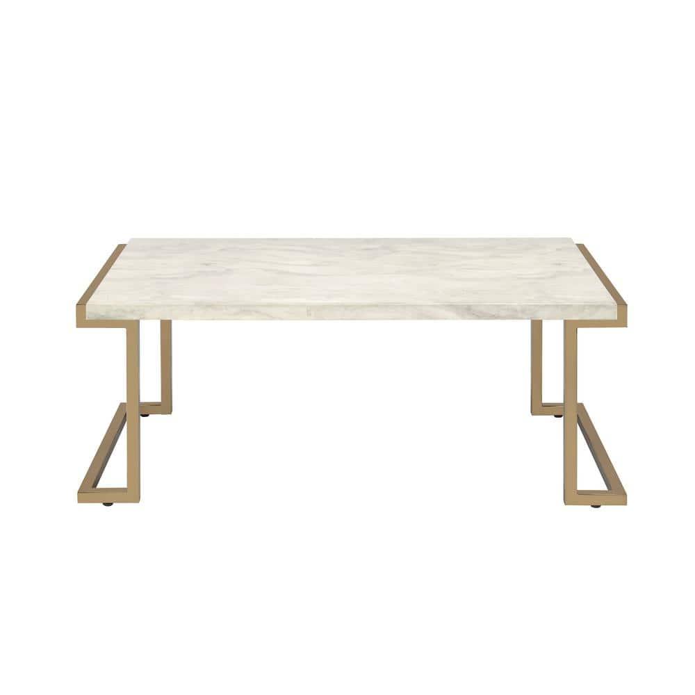 Adrinfly Boice II Coffee Table in Faux Marble & Champagne 82870