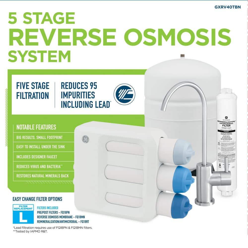 GE Under Sink 5 Stage Premium Reverse Osmosis Water Filtration System