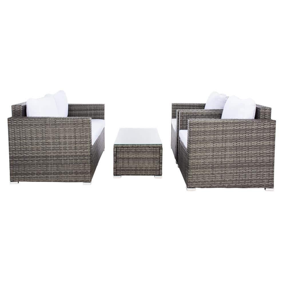 Machie 4Pc Living Set - Indoor/Outdoor - PAT7508 - Grey Brown/White - Safavieh