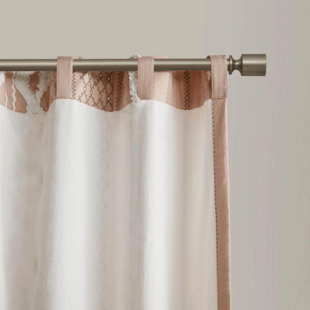 INK+IVY Imani Cotton Printed Boho Single Curtain Panel with Chenille Stripe and Lining